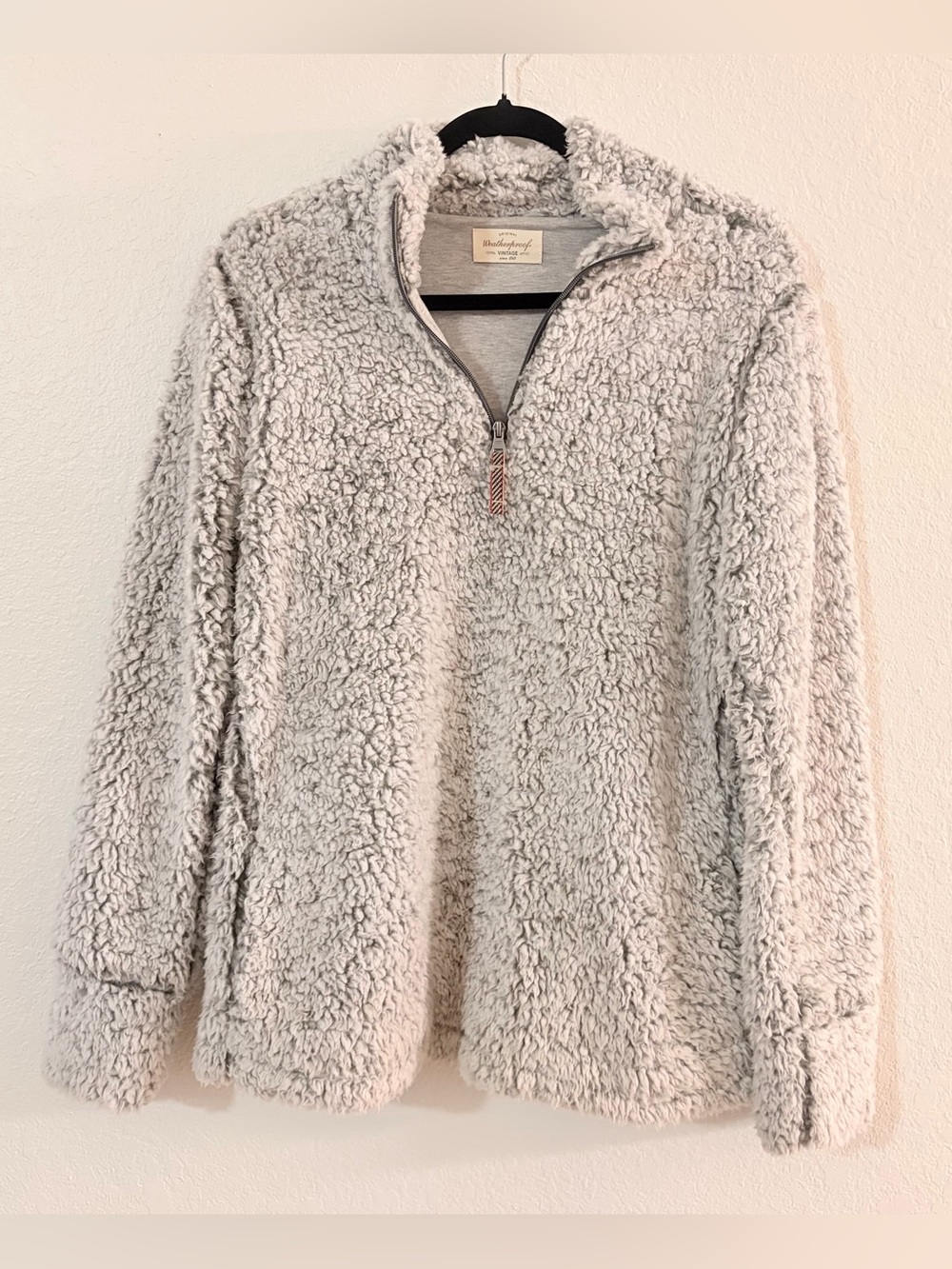 Weatherproof Vintage woman’s Cozy Quarter-Zip Sherpa Pullover - Light Gray
 M